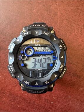 #137, Men's Blue and Black Digital Sport Watch
